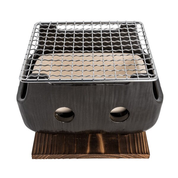 Image of Black Rectangular Charcoal Konro Grill 7" 1
