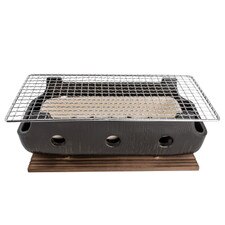 Black Rectangular Charcoal Konro Grill 12.75"