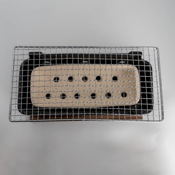 Image of Black Rectangular Charcoal Konro Grill 12.75" 3