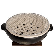 Bizen Black Konro with Handles 13.5"
