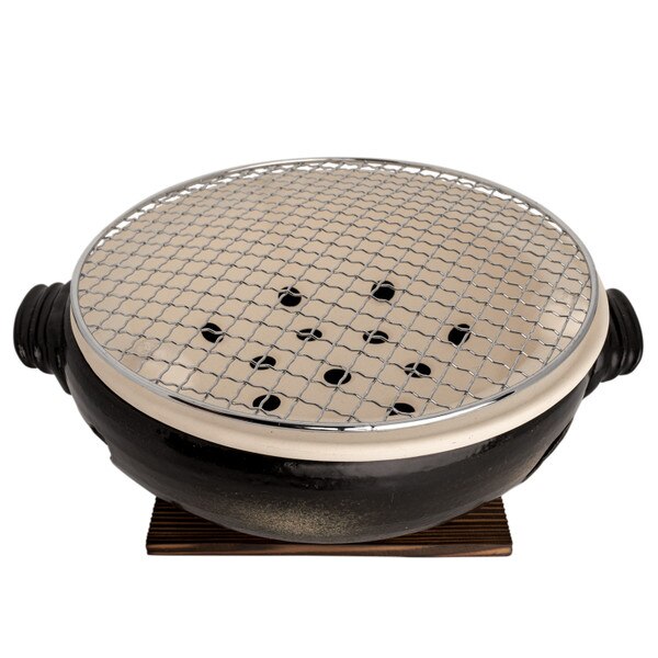 Image of Bizen Black Konro with Handles 13.5" 1