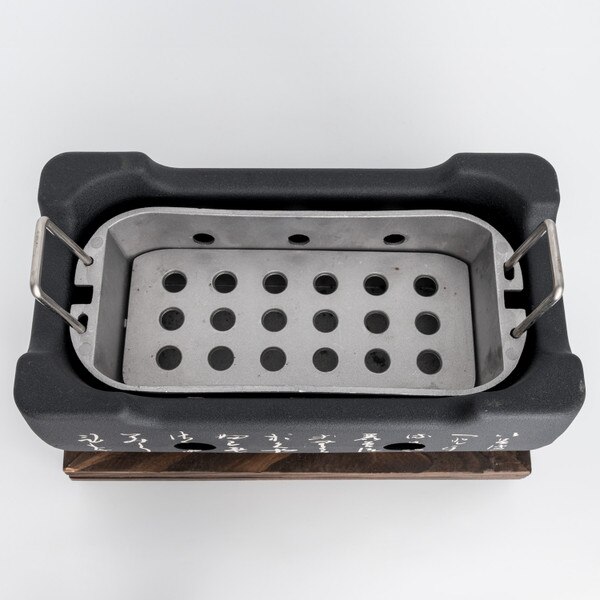 Image of Aluminum Konro Grill w/ Wooden Base 9.5" 5