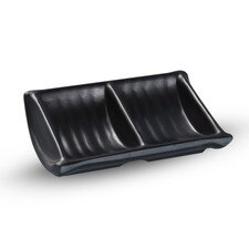 Korin Satin Black Melamine Double Sauce Dish (Price By DZ)