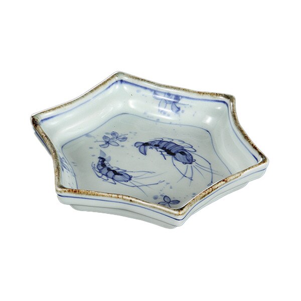 Image of Ink Brush Shrimp Hexagon Plate 7.5"