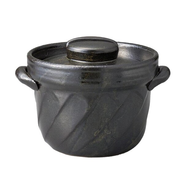 Image of Black Twisted Rice Pot (2 Cups) 7.75"