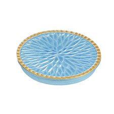 Blue Glaze Carved Plate 6.75"