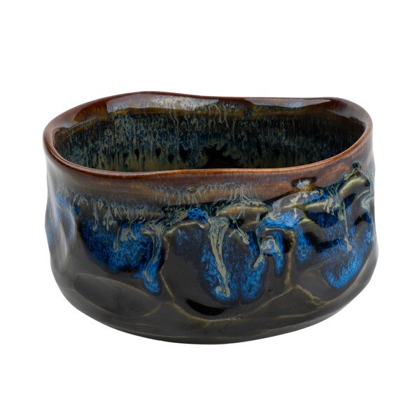 Image of Black Blue Gold Matcha Bowl 5"