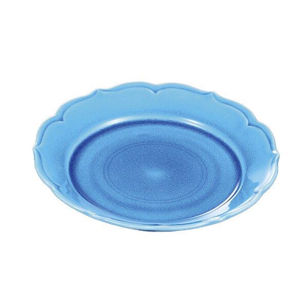 Image of Turquoise Blue Flower Rim Plate 7.25"