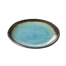 Brown Rim Sky Blue Plate 9.5"