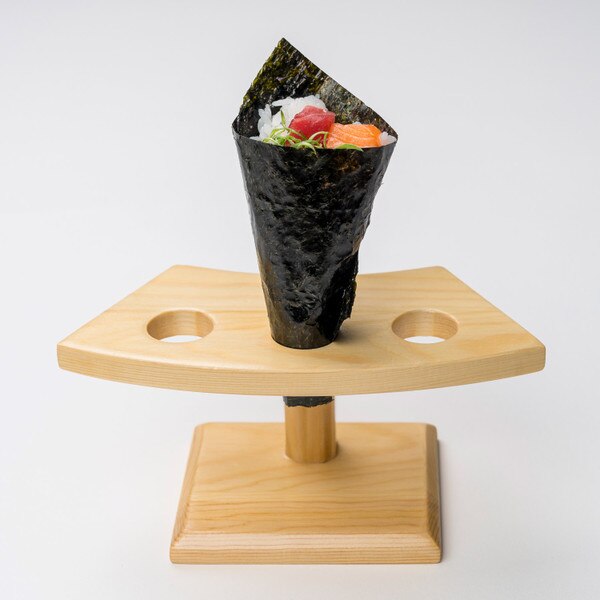 Image of Wooden Temaki Hand Roll Stand 3 Holes 4