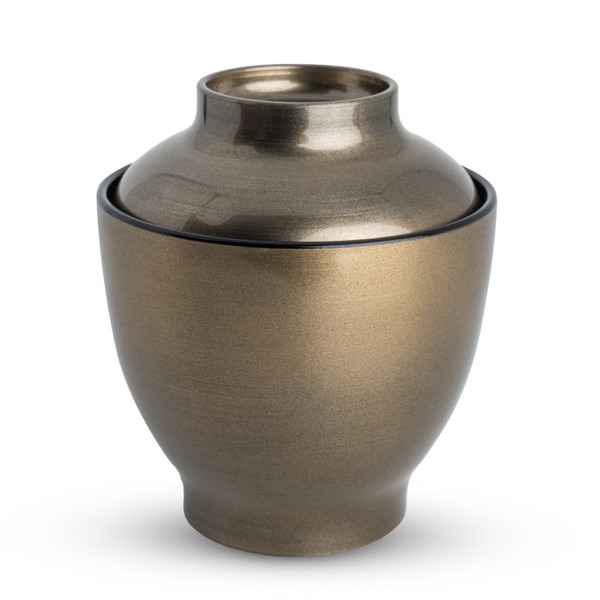 Image of Resin Brushed Gold Lidded Soup Bowl 3" 1
