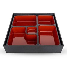 Black and Red Square Bento Box