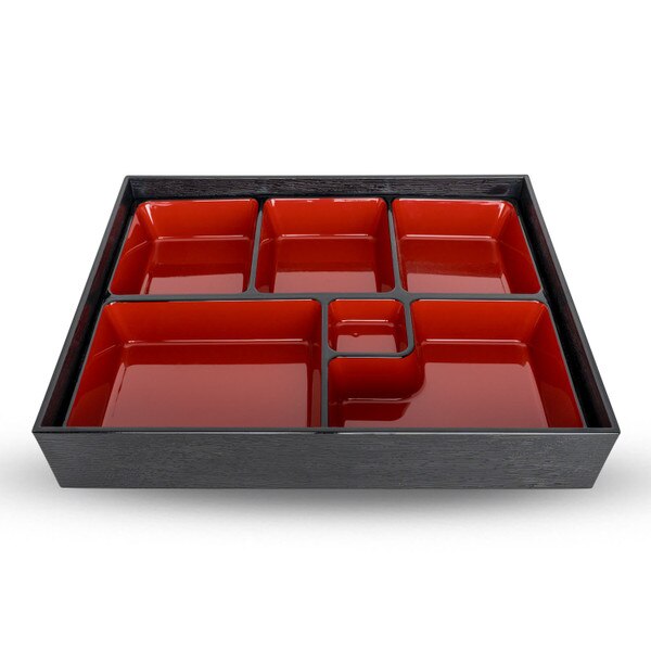 10.25 x 8 Rectangular Red & Black Bento Box w/Lid. — Seito | New York