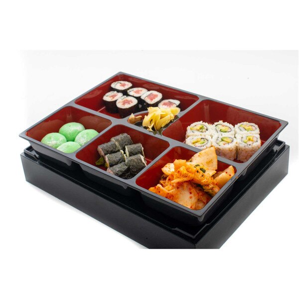 Image of Black and Red Bento Box 13.75" 4