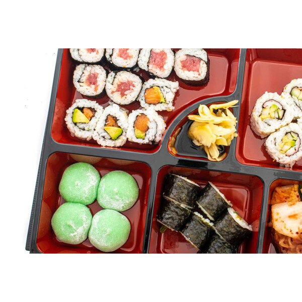 Black and Red Rectangular Bento Box