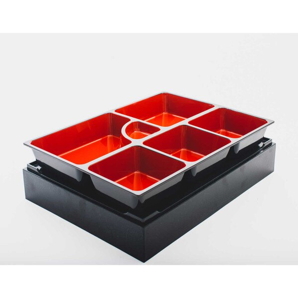 Image of Black and Red Bento Box 13.75" 6