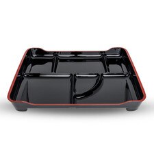 Bento Tray Black (5 Compartment w/ Sauce Well, Stackable)