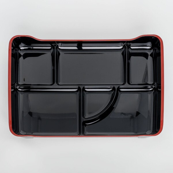 Image of Bento Tray Black 14" (5 Compartment w/ Sauce Well, Stackable) 3