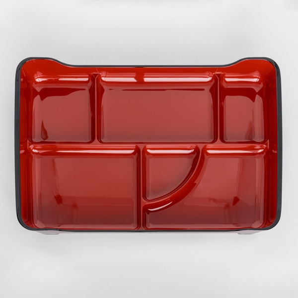 Image of Bento Tray Red 14" (5 Compartment w/ Sauce Well, Stackable) 3