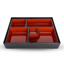 Black and Red Rectangular Bento Box 10.25"