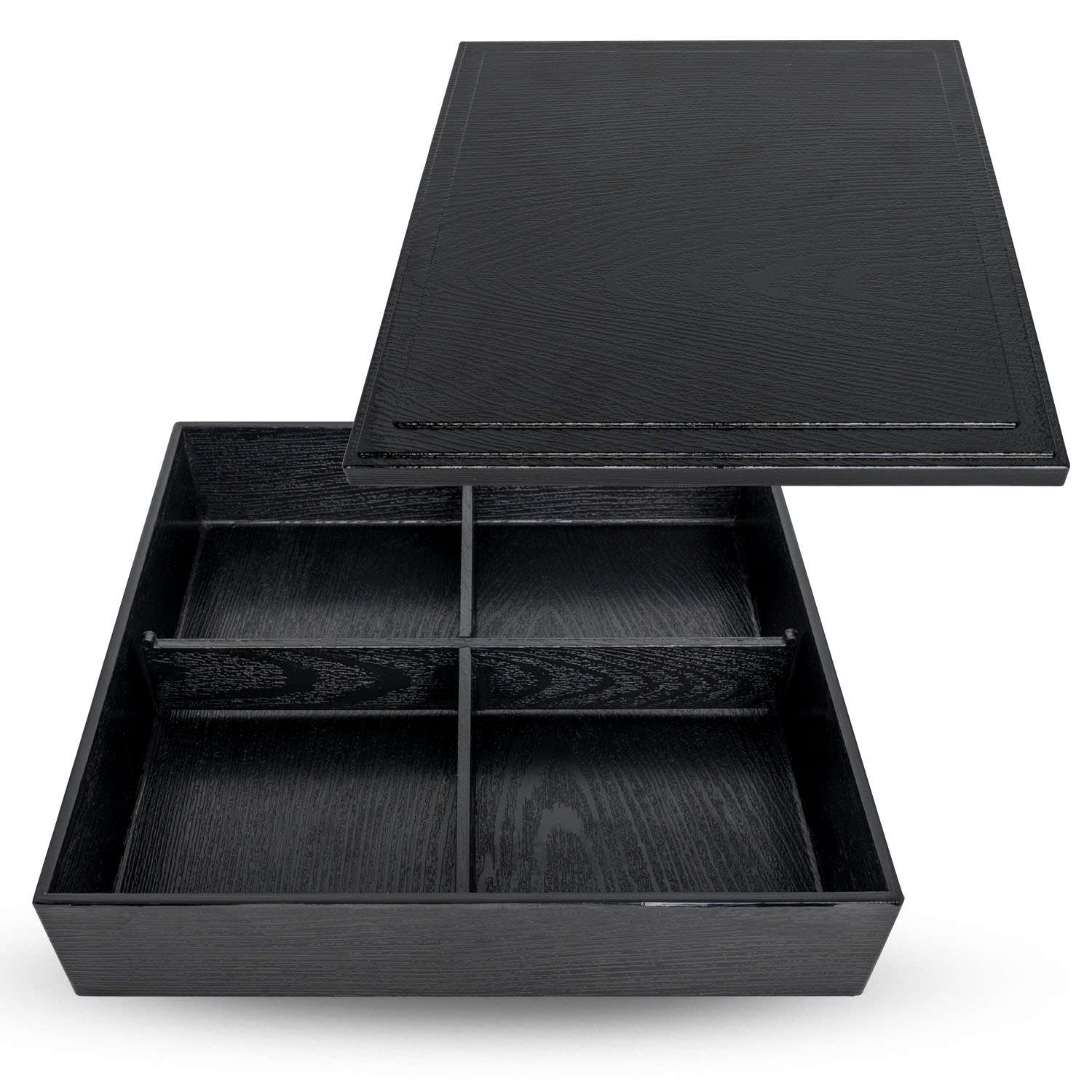 Black Bento Box with Cover and Divider 9.75