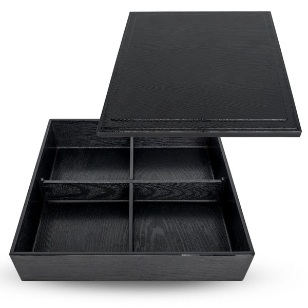 Image of Black Bento Box with Cover and Divider 9.75" 1