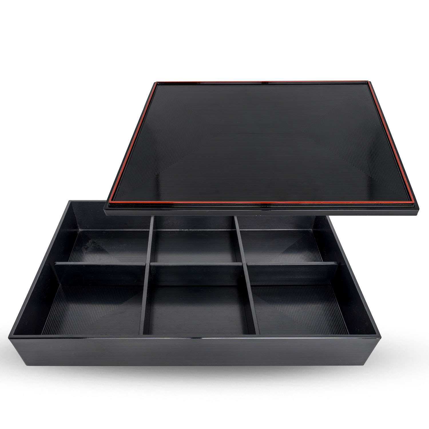 Black and Red 2 Compartment Nagate Bento Box 14.25