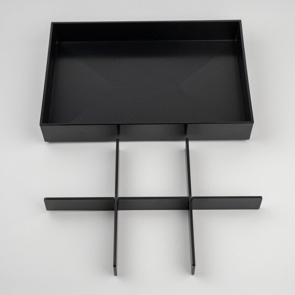 Image of Black Bento Box with Cover and Divider 14.25" 4