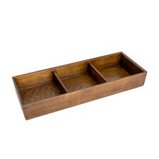 Rectangular 3 Divided Wooden Bento Box 12"