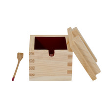 Hinoki Wood Spice Box with Lid & Spoon