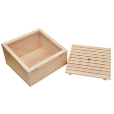 Wooden Inclined Sushi Neta Case with Cover