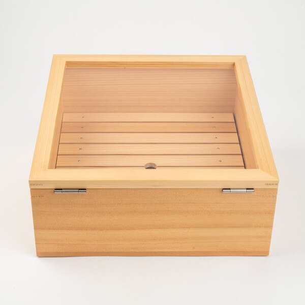 Image of Wooden Inclined Sushi Neta Case with Cover 2