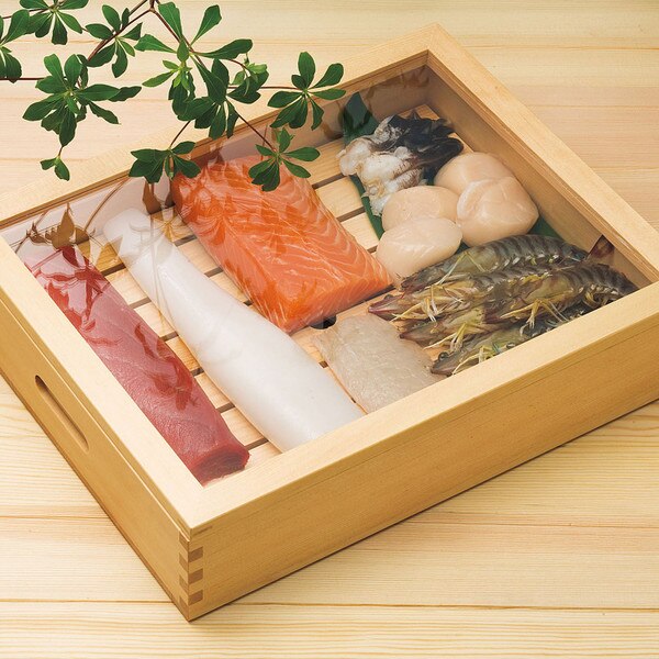 Image of Wooden Sushi Neta Case with Acrylic Cover 15.3" 6