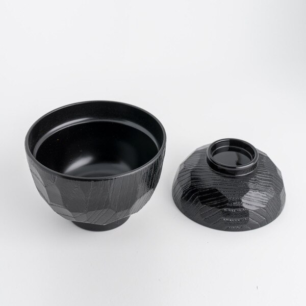 Image of Resin Black Kikko Lidded Soup Bowl 3.75" 2