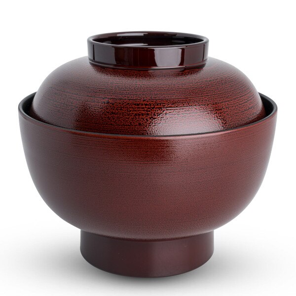 Image of Resin Tamehake Brown Lidded Soup Bowl 5.25" 1