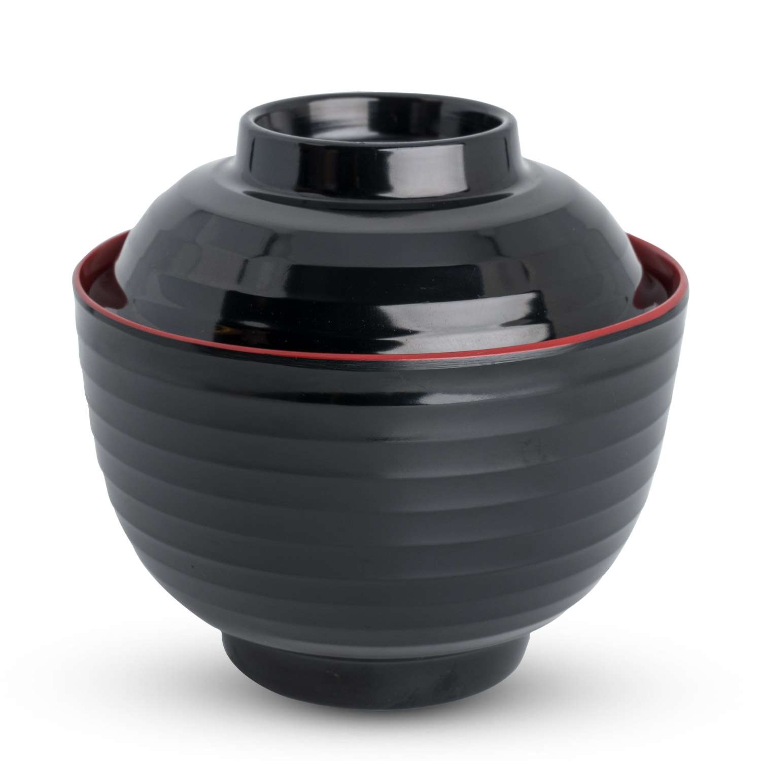 Resin Black Sensuji Lidded Soup Bowl 4.25