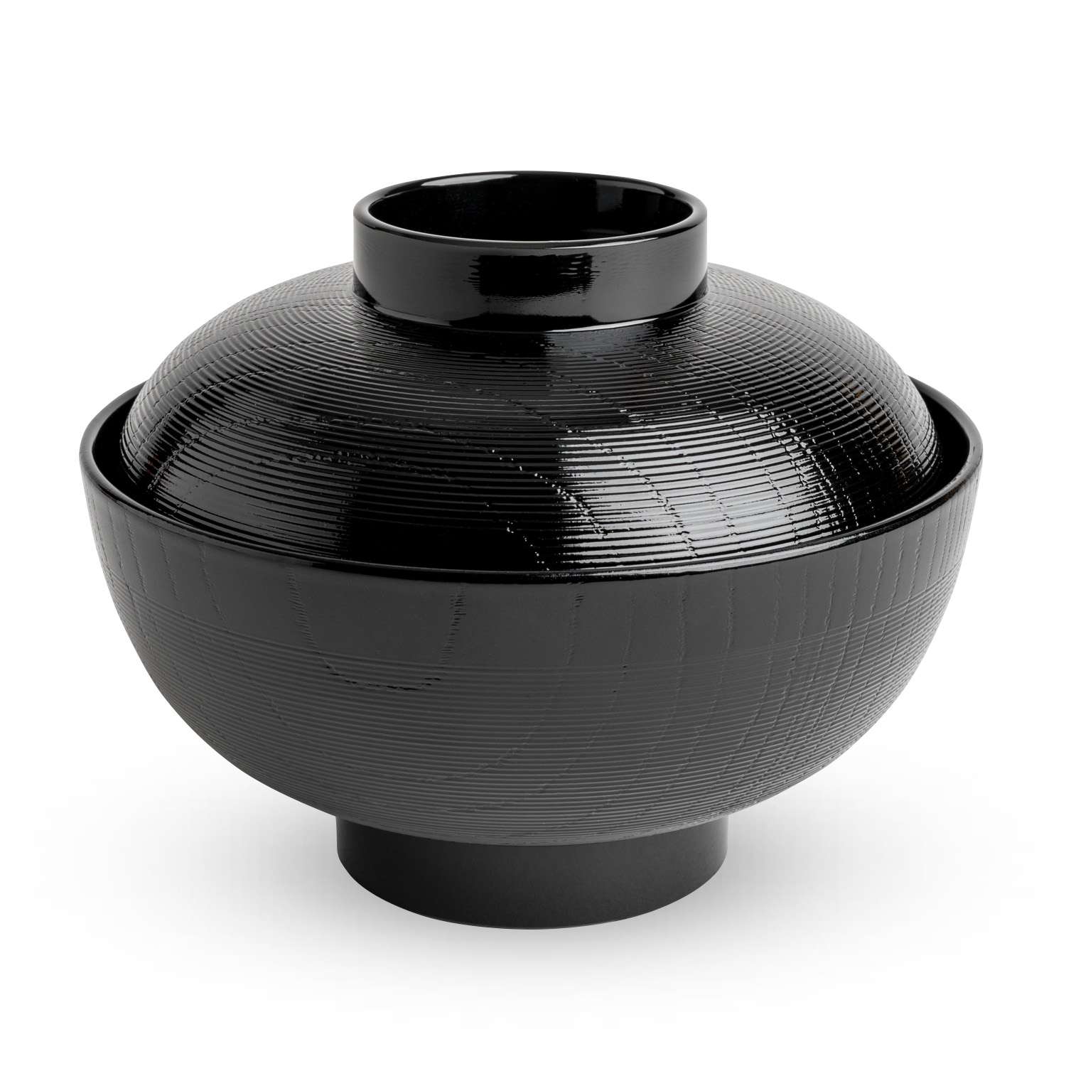 Resin Black Mokume Lidded Soup Bowl 4.75