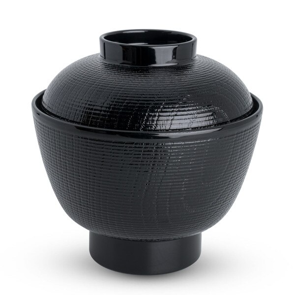 Image of Resin Black Sekiju Lidded Soup Bowl 4" 1