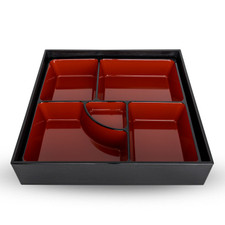 Black and Red Square Bento Box