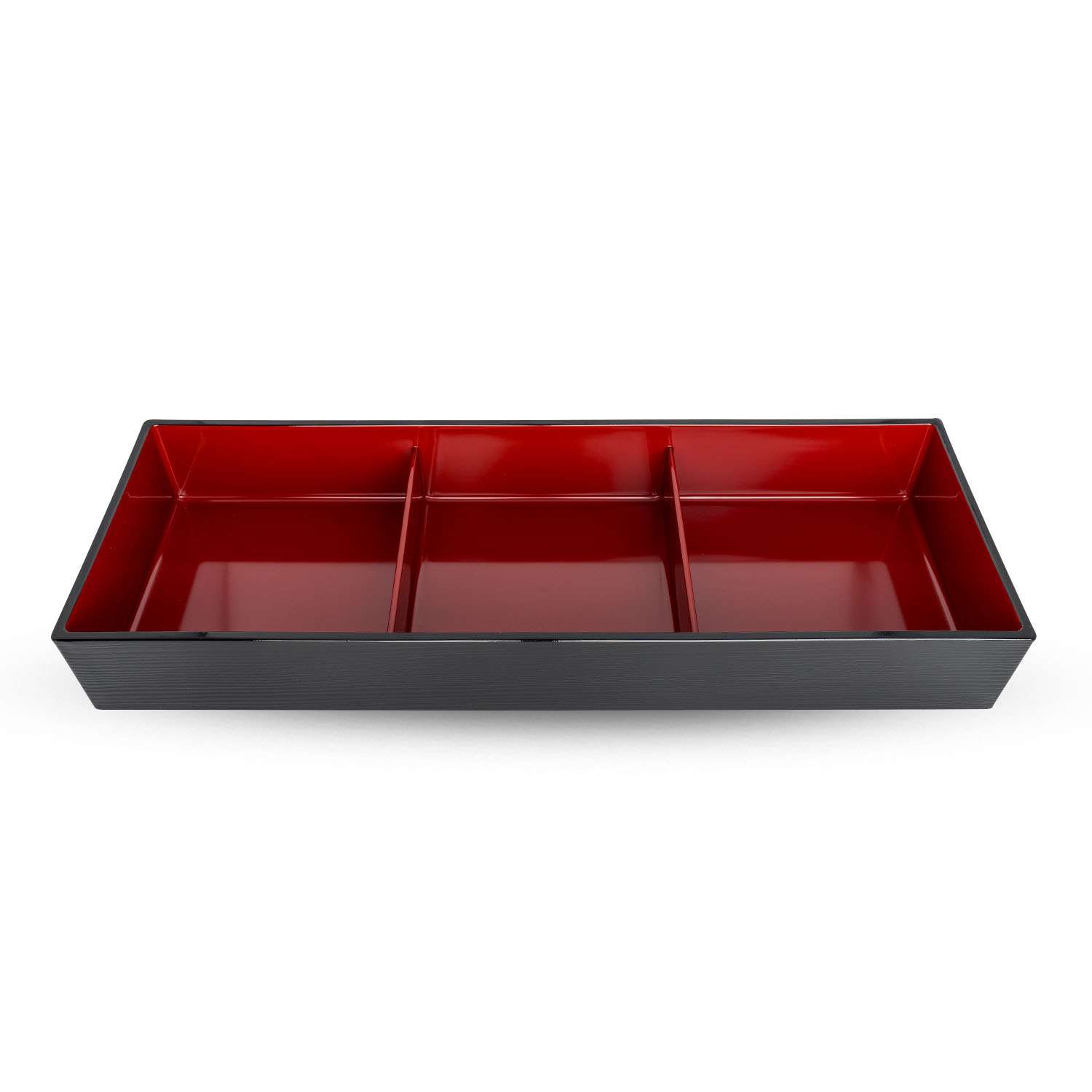 Black and Red 3 Compartment Nagate Bento Box 14.25