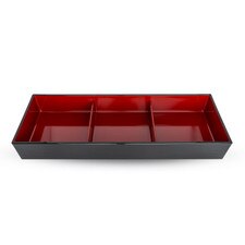 Black and Red 3 Compartment Nagate Bento Box 14.25"
