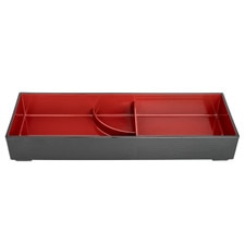 Black and Red 2 Compartment Nagate Bento Box 14.25"