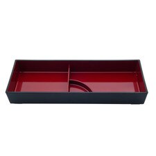 Black and Red 2 Compartment Nagate Bento Box 14.25"