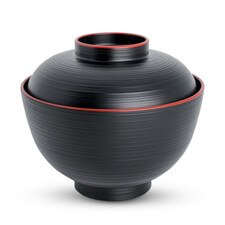 Resin Black Sensuji Lidded Soup Bowl 4.25"