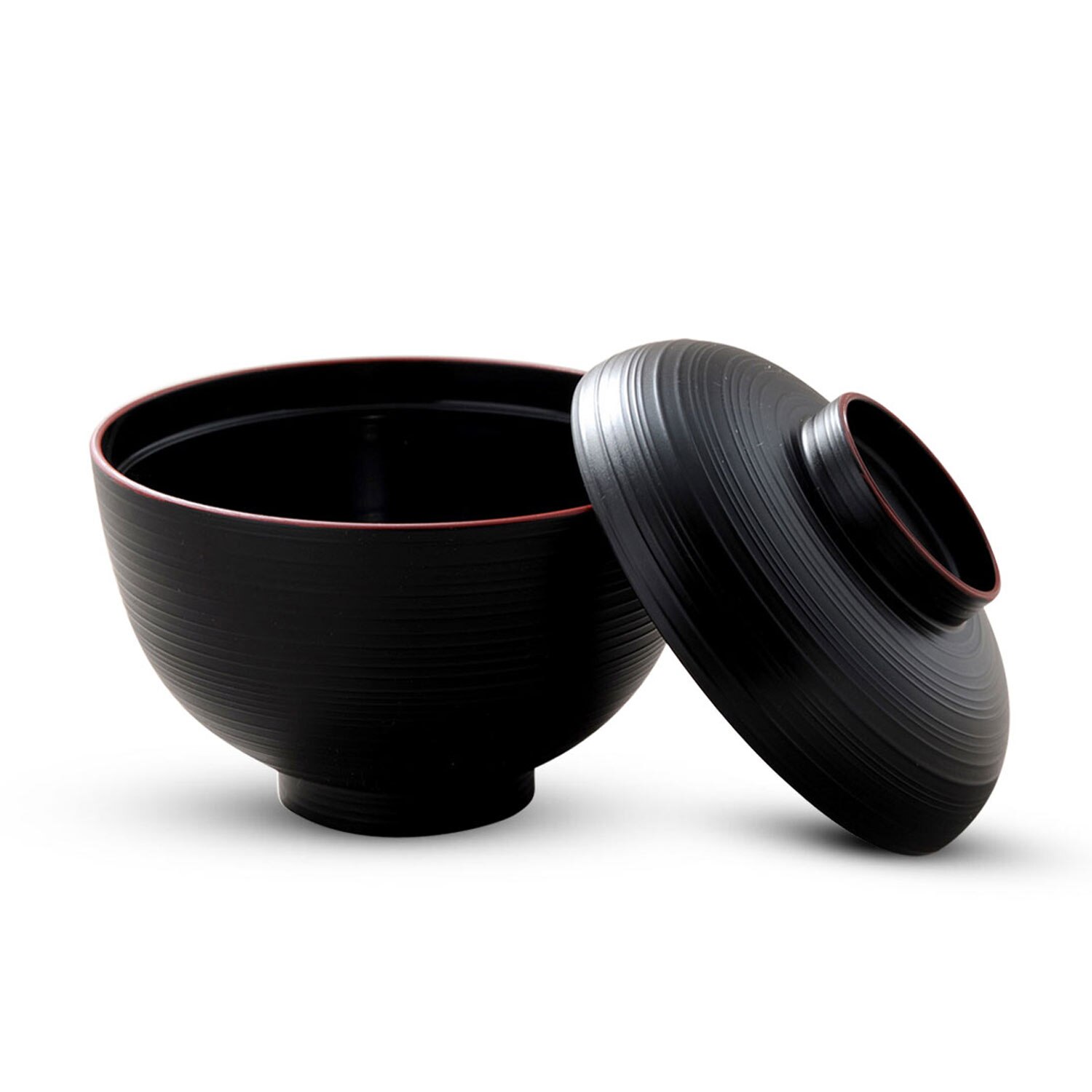 Resin Black Sensuji Lidded Soup Bowl 4.25