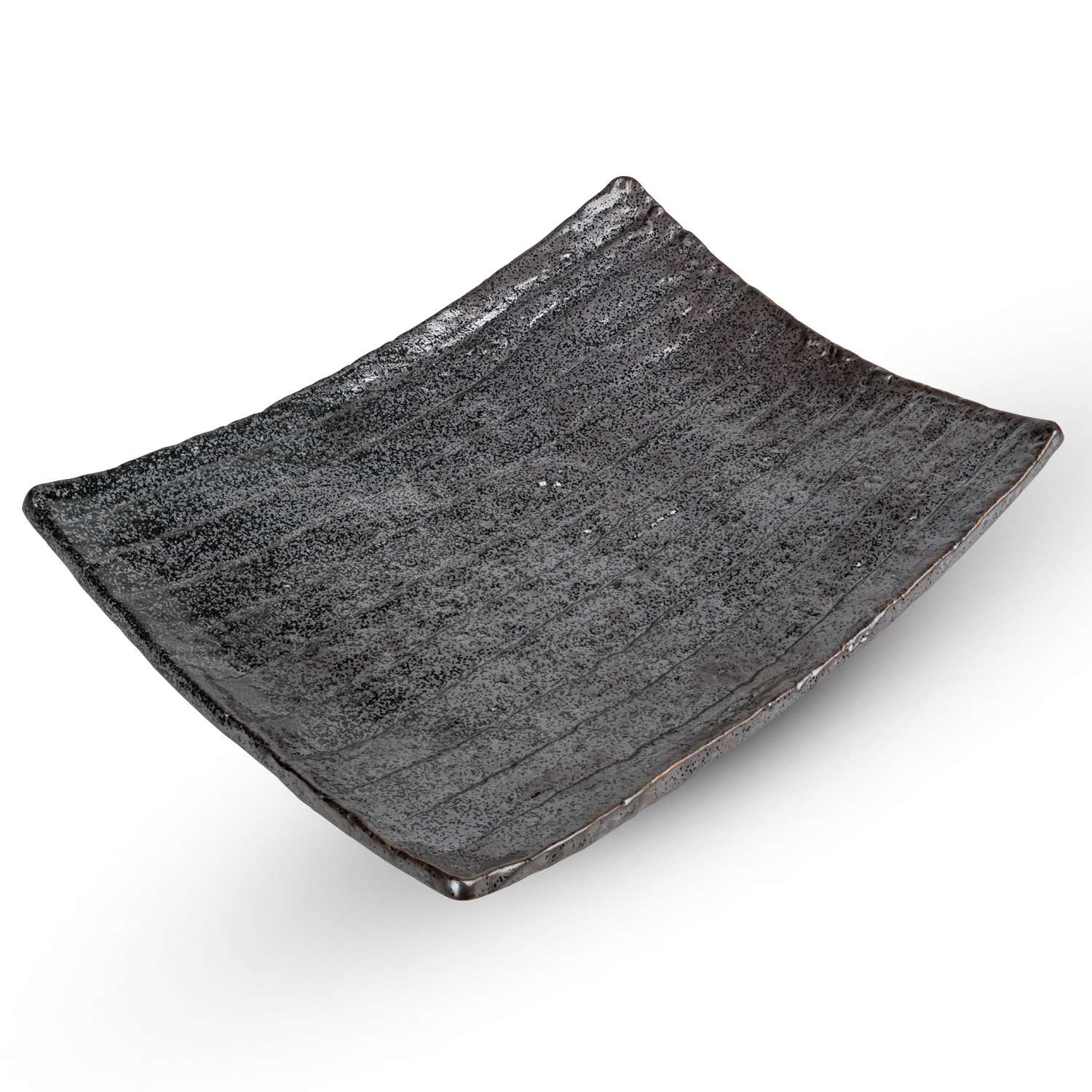 Gray Nanban Footed Rectangular Plate 13.5