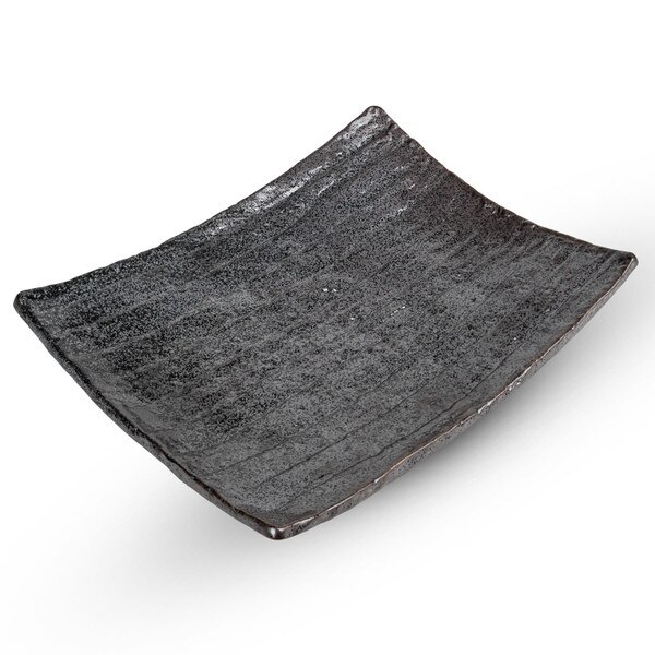 Image of Gray Nanban Footed Rectangular Plate 13.5" 1
