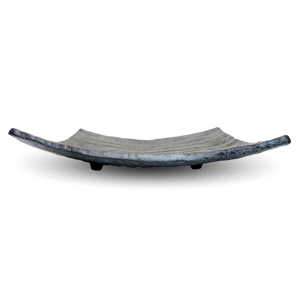Image of Gray Nanban Footed Rectangular Plate 13.5" 2