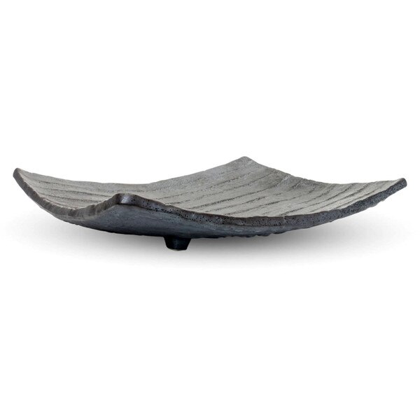 Image of Gray Nanban Footed Rectangular Plate 13.5" 3
