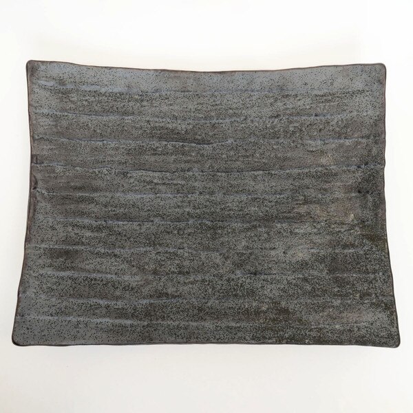 Image of Gray Nanban Footed Rectangular Plate 13.5" 4